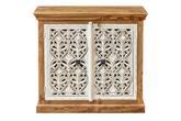 Antique Indian Jali Hand Carved Solid Wooden Cabinet Whitewash 100x40x94cm A0112